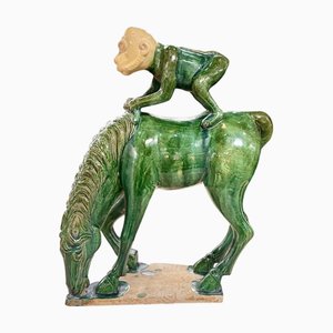Scultura Feng Shui di scimmia a cavallo, Cina, anni '80