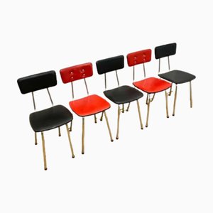 Chrome & Leatherette Chairs, Czechoslovakia, 1970s, Set of 5