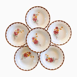 French Huguette Plates from Choisy-Le-Roi Creil & Montereau, 1920s, Set of 6