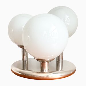 Vintage Space Age Chrome Ceiling Lamp with 3 Opaline Glass Spheres from Kalmar, 1980s