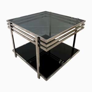 Vintage Danish Chrome and Smoked Glass Coffee Table, 1980s