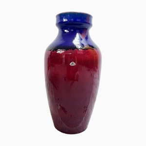 Red and Blue Glazed Ceramic Vase from Ü Keramik, Germany, 1970s