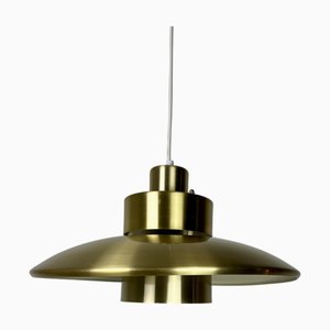 Danish Modern Minimalist Brass UFO Pendant Lamp, 1970s