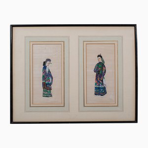 Qing Dynasty Artist, Figures, 1850, Markmalerei, gerahmt