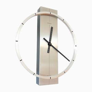 Mid-Century Minimalist Nickeled Silvered Automatic Wall Clock from Kienzle International, Germany, 1960s