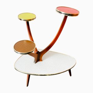 Large Mid-Century Minimalist Wood and Formica Plant Stand, West Germany, 1950s