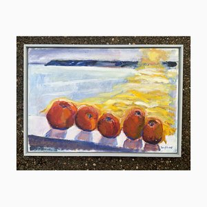 Bengt Anders, Bodegón con manzanas, años 60, óleo sobre lienzo, enmarcado