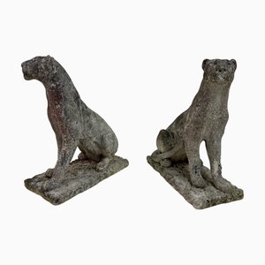 Large Panthers or Jaguars, 1960s, Weathered Stone, Set of 2