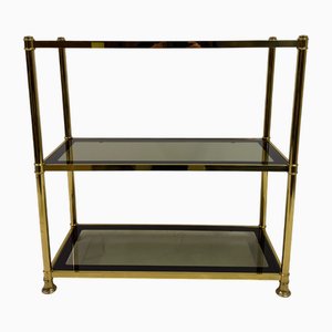 Brass and Smoked Glass 3-Tier Étagère, 1970s