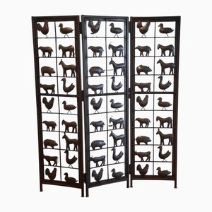 Vintage Metal Room Divider with Farm Animals, 1970s-1980s