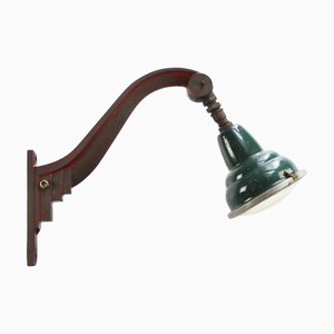 Art Deco French Streetlight in Petrol Green Enamel Cast Iron and Clear Glass by Sammode