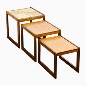 Vintage Satztische aus Teak & Keramik, 1960er, 3er Set