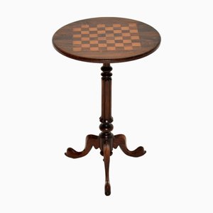 Tavolo da scacchi antico vittoriano intarsiato, 1860