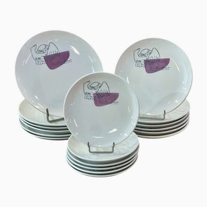 Vintage Dinner Service by Le Corbusier, 1970s, Set of 18