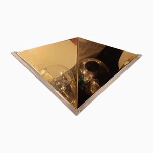 Vintage Triangular Wall Lamp in Gold-Plated Metal and Acrylic, 1970s