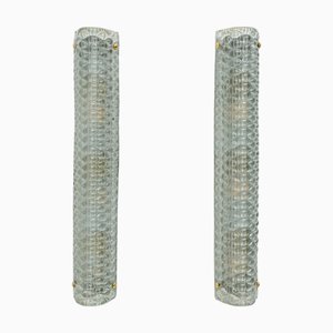Modern Italian Brass and Murano Glass Textured Sconces, 2000, Set of 2
