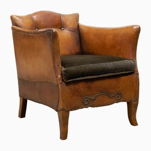 Vintage Club Chair in Tan Leather by Otto Schulz for Boet, 1920s