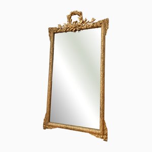 Grand Miroir Louis XVI à Fronton Ajouré, 19ème Siècle