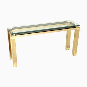 Italienischer Vintage Konsolentisch aus Messing & Glas, 1970