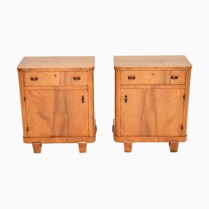 Swedish Art Deco Walnut Nightstands, 1930, Set of 2