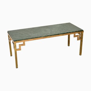 Vintage French Brass and Marble Coffee Table, 1960