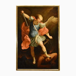 Nachfolger von Guido Reni, Erzengel Michael Reni, 1700, Öl auf Leinwand
