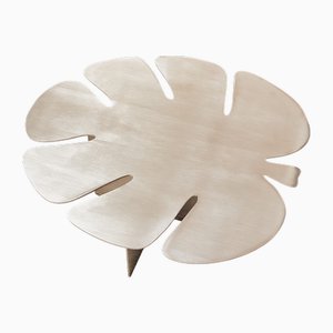 Monstera Couchtisch aus gebürstetem Edelstahl von Veliento