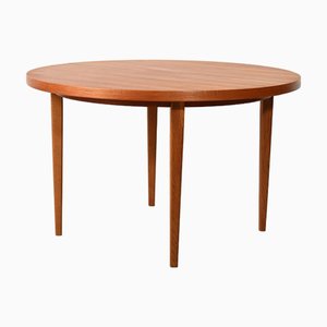 Scandinavian Round Extendable Teak Dining Table, 1960s