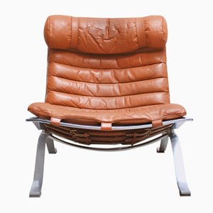 Fauteuil ARI Vintage en Cuir Cognac par Arne Norell