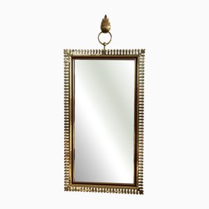 Brass and Crystal Glass Wall Mirror from Vereinigte Werkstätten München, 1970s