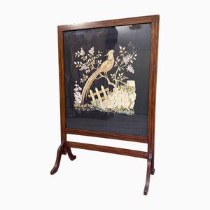Large Regency Pheasant Embroidered Fire Guard Screen