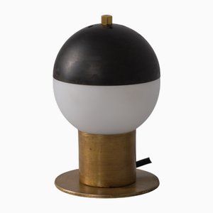 Italian Brass Table Lamp with Steel Dome, 1950s