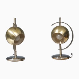 Italian Table Lamps in Brass and Steel, 1970s, Set of 2