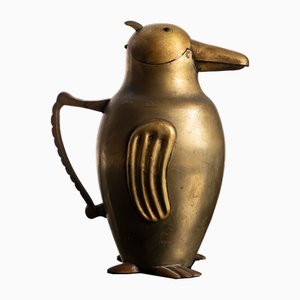 Zoomorpher französischer Art Deco Krug Pinguin aus Messing, 1930