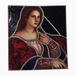 Glass Plate Painted with Grisaille Technique, Late 19th Century
