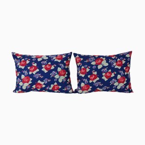 Red and Green Floral Cushion Covers, 2010s, Set of 2