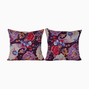 Mehrfarbige Kissenhüllen mit Blumenmuster, 2010er, 2er Set