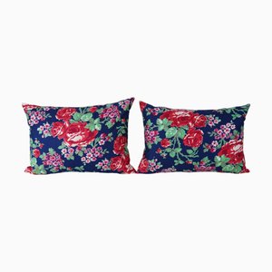 Red Rose Floral Cushion Covers, 2010s, Set of 2