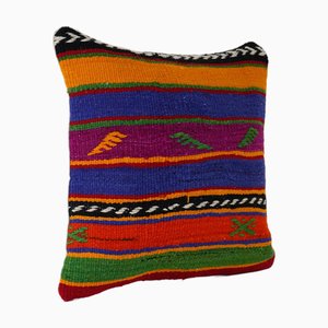 Handmade Vintage Striped Wool Kilim Cushion Cover, 2010s