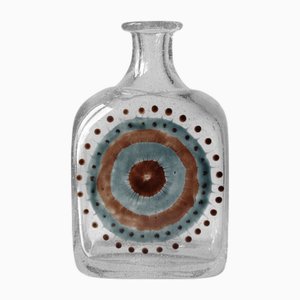 Vintage Bubble Glass Bottle with Abstract Motifs, 1960