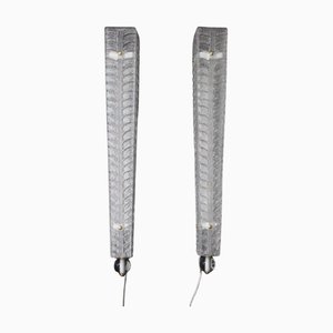 Long White Murano Glass Wall Sconces, 1990s, Set of 2