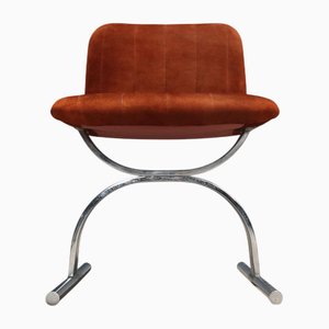 Vintage Upholstered Metal Armchairs by Renato Zevi, Italy, 1970s, Set of 4