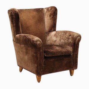 Velvet Bergere Armchair, 1950s