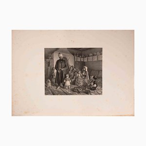 Auguste Raffet, Famille Tatare à son Souper, Lithograph, 1846
