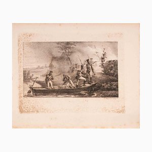 Émile Jean-Horace Vernet, Skirmish on the River, Lithograph, 19th Century