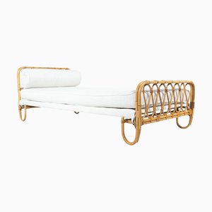 Sofá cama Mid-Century moderno de bambú, Italia, años 60