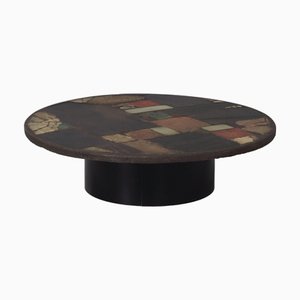 Runde Couchtische mit Messing & Farbiger Keramik von Paul Kingma, 1970er