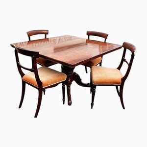 Dining Table and Chairs in Mahogany, Set of 5