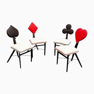 Mid-Century Modern Card Suit Dining Chairs, Set of 4