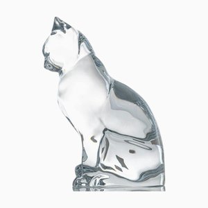 Sitzende Katzenskulptur aus Kristallglas von Baccarat, Frankreich, 1970